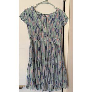 NWT Lemlem Gigi Flutter Sleeve 100% Silk Royal Blue Mini Dress Size M